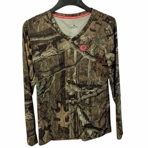 Mossy Oak Break-Up Infinity Camo Long Sleeve Shirt - Pink Logo - Size L (12-14)